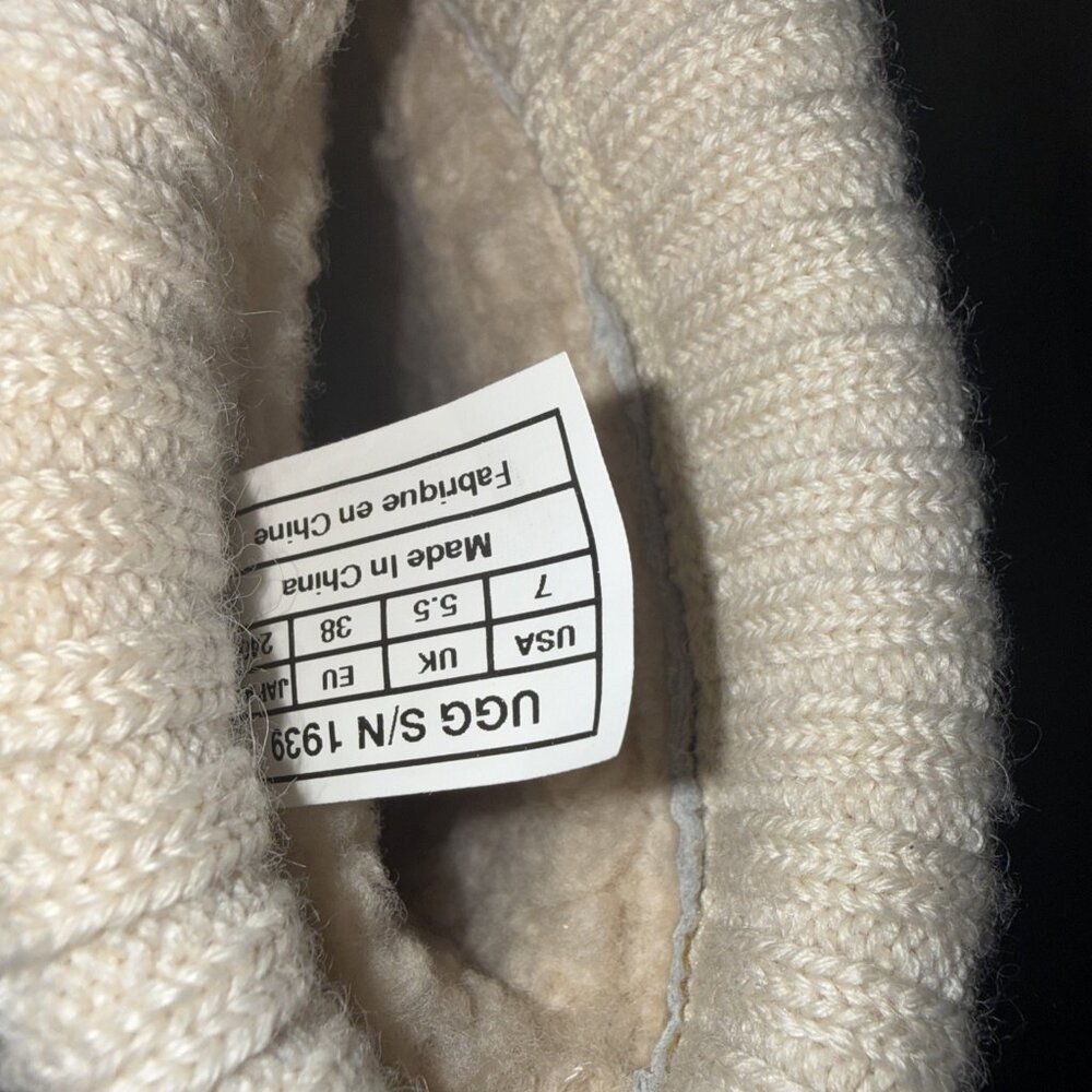 Ugg Skylar Wedge Tan Leather Back Lace Up Knit Sweater Zip Up Boot Size 7 - Picture 5 of 11